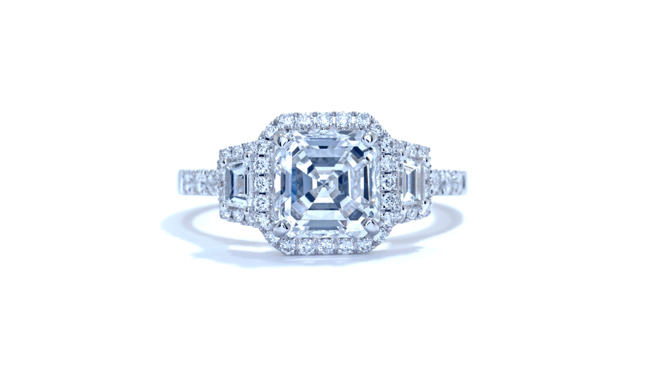 ja7837_d5080 -  Asscher Cut Halo Diamond Engagement Ring at Ascot Diamonds